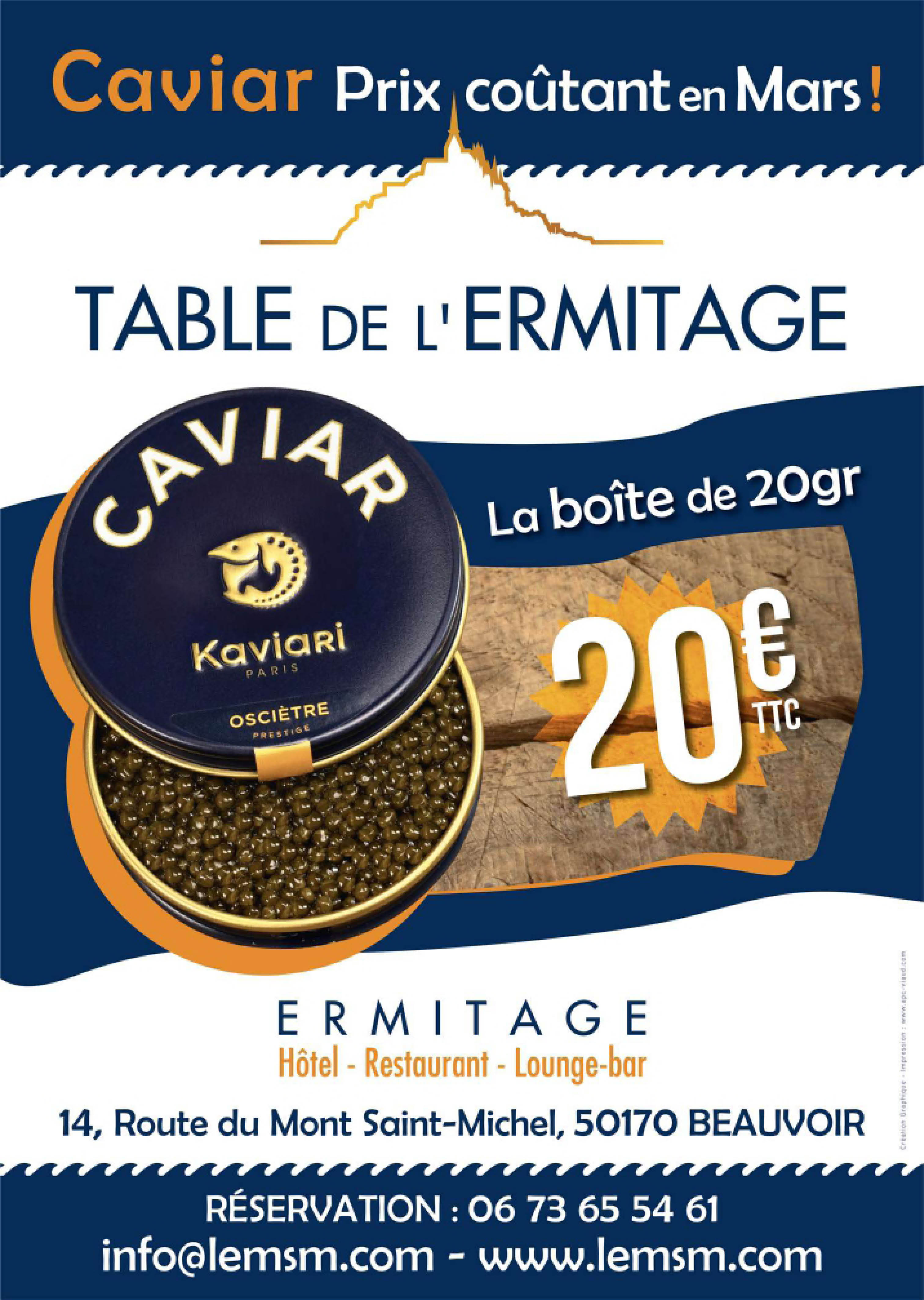 Table de l'Ermitage - Caviars à prix coûtant