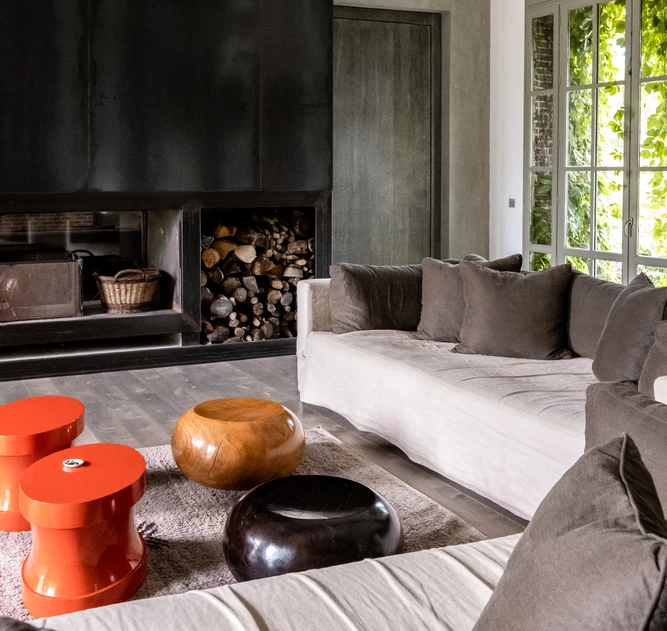 Le Manoir Saint- Laurent - Grande pièce de vie avec cheminée