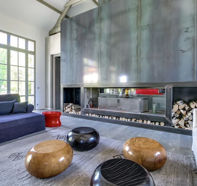 Le Manoir Saint- Laurent - Grande pièce de vie avec cheminée