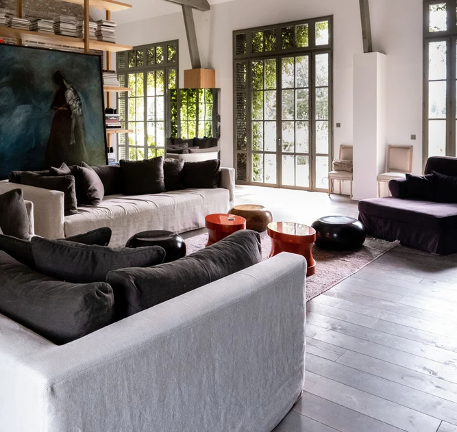 Le Manoir Saint- Laurent - Salon principal avec grande cheminée