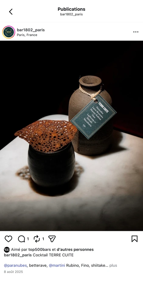 Ultimate Content - Client - Bar 1802, Paris