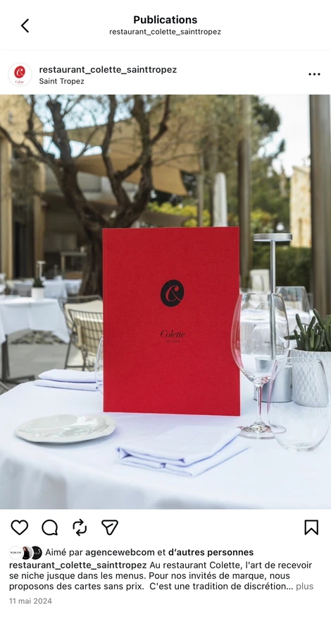 Ultimate Content - Client - Restaurant Colette, Saint-Tropez